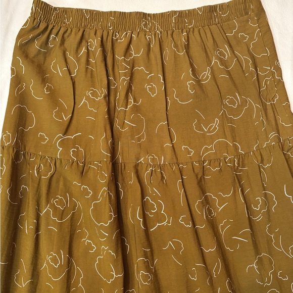 Nine West Tiered Slit Maxi Skirt Brown Floral Crosshatch Elastic Waist XXL - Picture 8 of 11